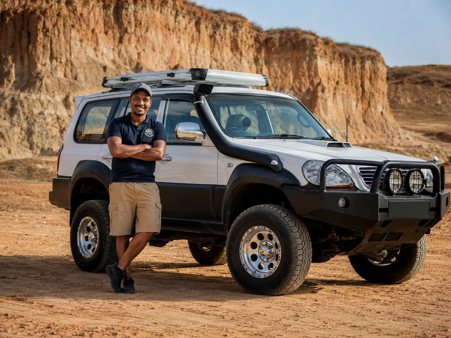 Mada Car Drive driver-guide in front of the Hyundai Terracan 4x4 in Madagascar
