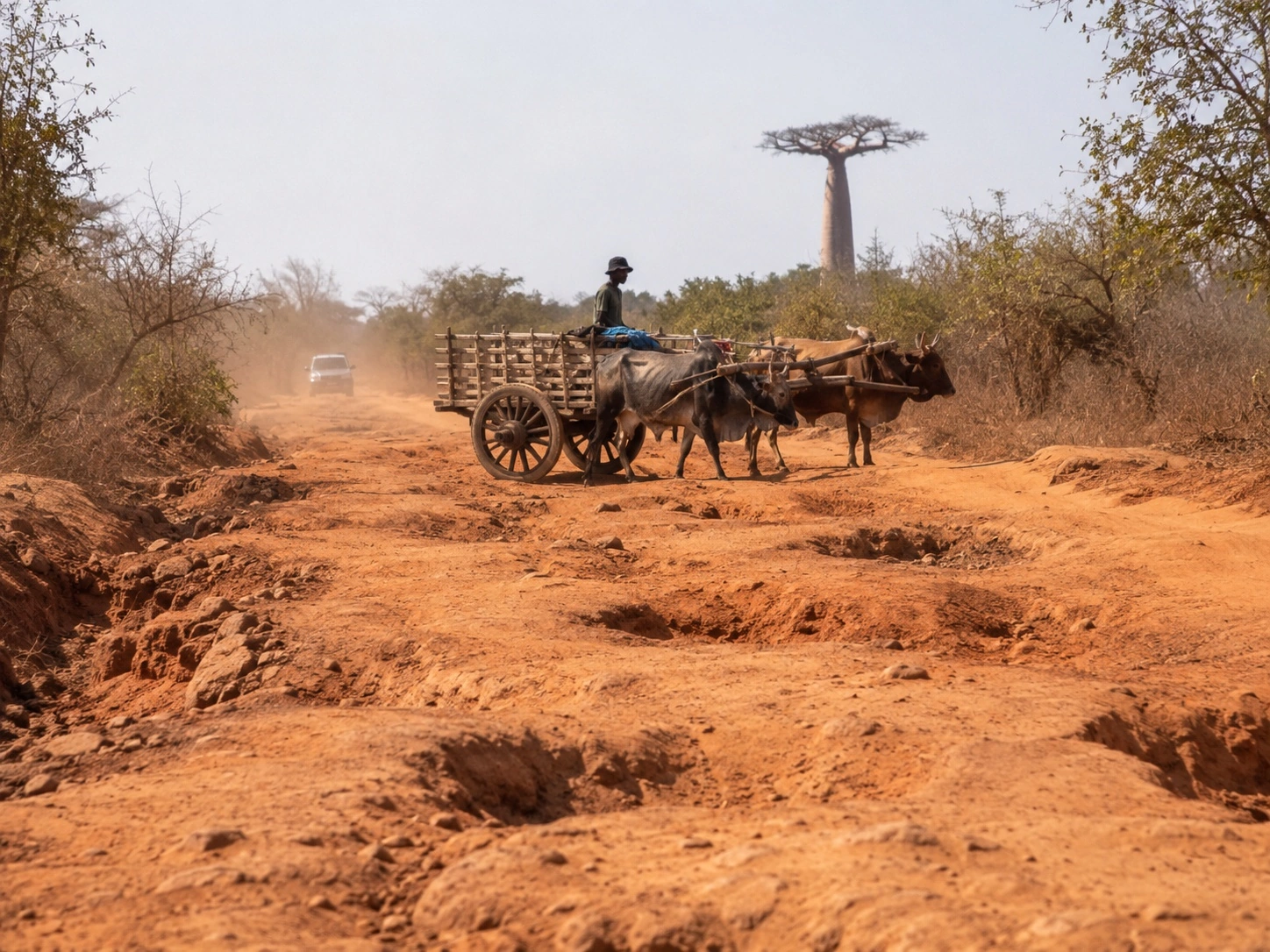 Rough track with potholes in western Madagascar
